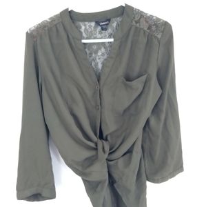 Navy Green Loose Blouse M